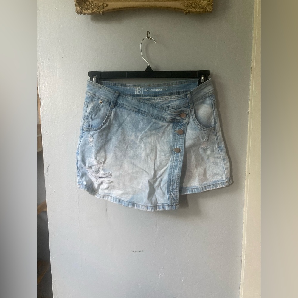 Denim asymmetrical skort